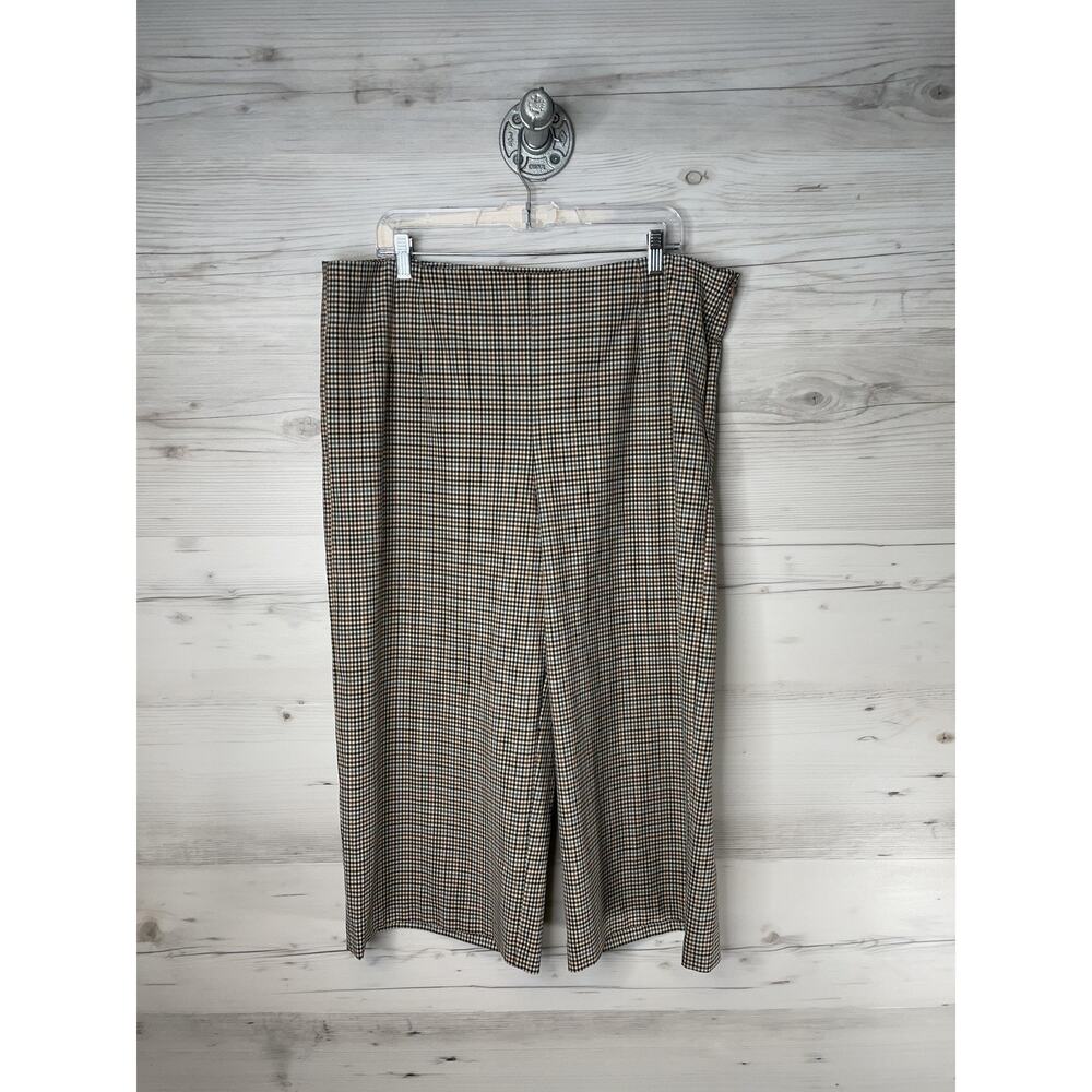 LOFT Petites Pants‎ Womens 18P Brown Black Plaid Side Zip Dress Trousers 5533